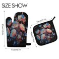 thumbnail image 2 of 2 PCS Oven Baking Gloves Set Heat Resistant Oven Mitt & Pot Holder Set Cooking Mitts Kitchen Home Supplies White Flowers with Blue Butterflies, 2 of 5