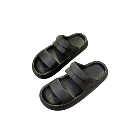 

Zodanni Unisex Flat Sandal Summer Slide Sandals Adjustable Back Strap Beach Shoes House Slides Casual Quick Dry Slip On Black 10.5-11