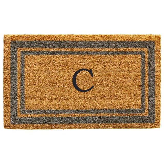 Calloway Mills 153022436D 24 x 36 in. Periwinkle Border Monogram Rectangular Doormat, Natural - Letter D