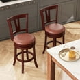 thumbnail image 4 of Gymax 30'' Bar Height Swivel Barstools Set of 4 High Backs & Footrests Solid Wood, 4 of 10