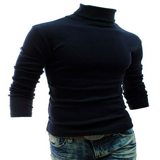 Mens Winter Warm Cotton High Neck Pullover Sweater Tops Turtleneck