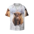 thumbnail image 2 of Lsque Cow print Men's Cuban Collar Short Sleeve Shirt Summer Beachwear Casual Button Down Fashionable Vacation Leisure Shirt-Small, 2 of 7