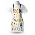 thumbnail image 4 of Alphabet Apron, Funny Letters with Various Shapes Flowers Animals Vegetables and Faces, Unisex Kitchen Bib with Adjustable Neck for Cooking Gardening, Adult Size, Multicolor, by Ambesonne, 4 of 4