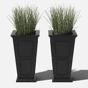Veradek Brixton Tall 28 Plastic Planter 2-Pack Black