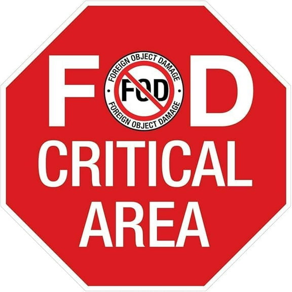 FOD Critical Area Red Stop Metal Tin Sign for Home Outdoor Yard 12 x 12 Inch Octagon Shaped Aluminum Signs,Weather/Fade Resistant, Easy to Install
