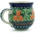 thumbnail image 2 of Polish Pottery Bubble Mug 12oz Polmedia Red Impatiens Theme UNIKAT Hand Painted in Boleslawiec, Poland + Certificate of Authenticity, 2 of 6