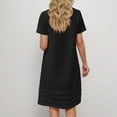 thumbnail image 4 of Summer Linen Dresses for Women 2025 Short Sleeve Casual T Shirt Dress Crewneck Pleated Front Loose Beach Flowy Midi Dresses Maternity Plus Size Comfy Sundress Flash Deals of The Day Last Order Placed, 4 of 7