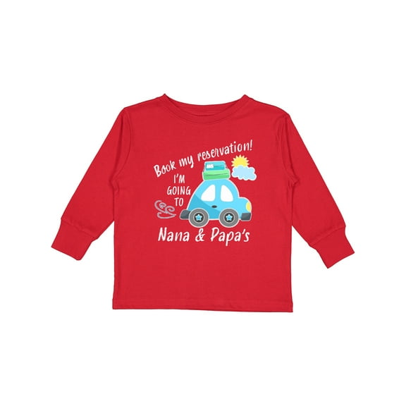 Inktastic Book My Reservation I'm Going to Nana and Papa's Boys or Girls Long Sleeve Toddler T-Shirt