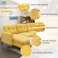thumbnail image 4 of 110" Convertible Sectional Sofa, U-Shaped Sofa Couch with Reversible Chaise and Movable Ottoman, 5-Seater Modular Sofa Set with Side Pockets and Nailhead Trims, Yellow, 4 of 9