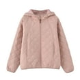 thumbnail image 2 of gbyLJF Women's Lightweight Hooded Down Jacket Solid Color Long Sleeve Puffer Jacket Winter Casual Warm Outwear Coat with Pockets, 2 of 3
