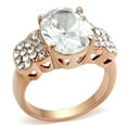 thumbnail image 1 of IP Rose Gold Ion Plating Brass Ring with AAA Grade CZ, Clear - Size 5, 1 of 1