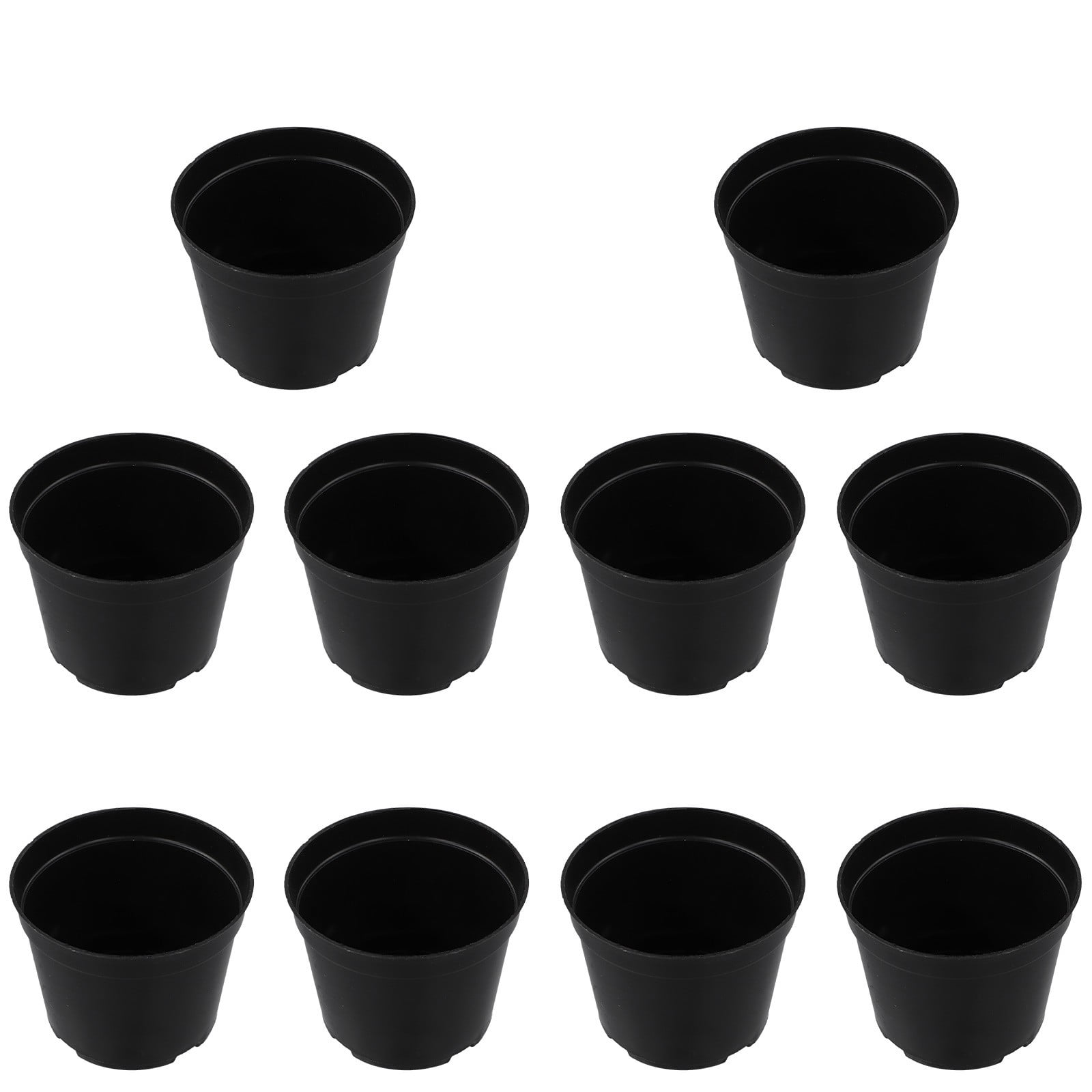 Black Plastic Plant Pots Set of 10 Multiple Sizes Large Flower Containers with Drainage Holes Reusable Durable for Indoor Outdoor Garden Nursery Seedlings Herbs Vegetables
