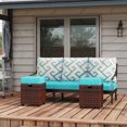 thumbnail image 2 of Outsunny 2 PCS Patio Wicker Ottoman Set with Removable Cushion Sky Blue, 2 of 10