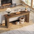 thumbnail image 2 of Tribesigns Table Console de Ferme 70,9 Pouces, Table de Canapé en Bois Extra Longue avec Plateau Élargi et Double Piédestal pour Salon, Couloir, Hall d'Entrée, Brun Rustique, 2 of 5