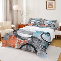 Feelyou Vintage Art Circle Twin Sheet Sets for Kids, Abstract Geometric Twin Fitted Sheet, Retro Oil Printing Flat Sheet, Ultra Soft Home Decor, 3pcs