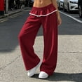 thumbnail image 5 of Ozmmyan Womens Wide Leg Sweatpants for Womens High Elastic Waist Ruffle Lace Trim Casual Lounge Pants with Pockets, 5 of 7