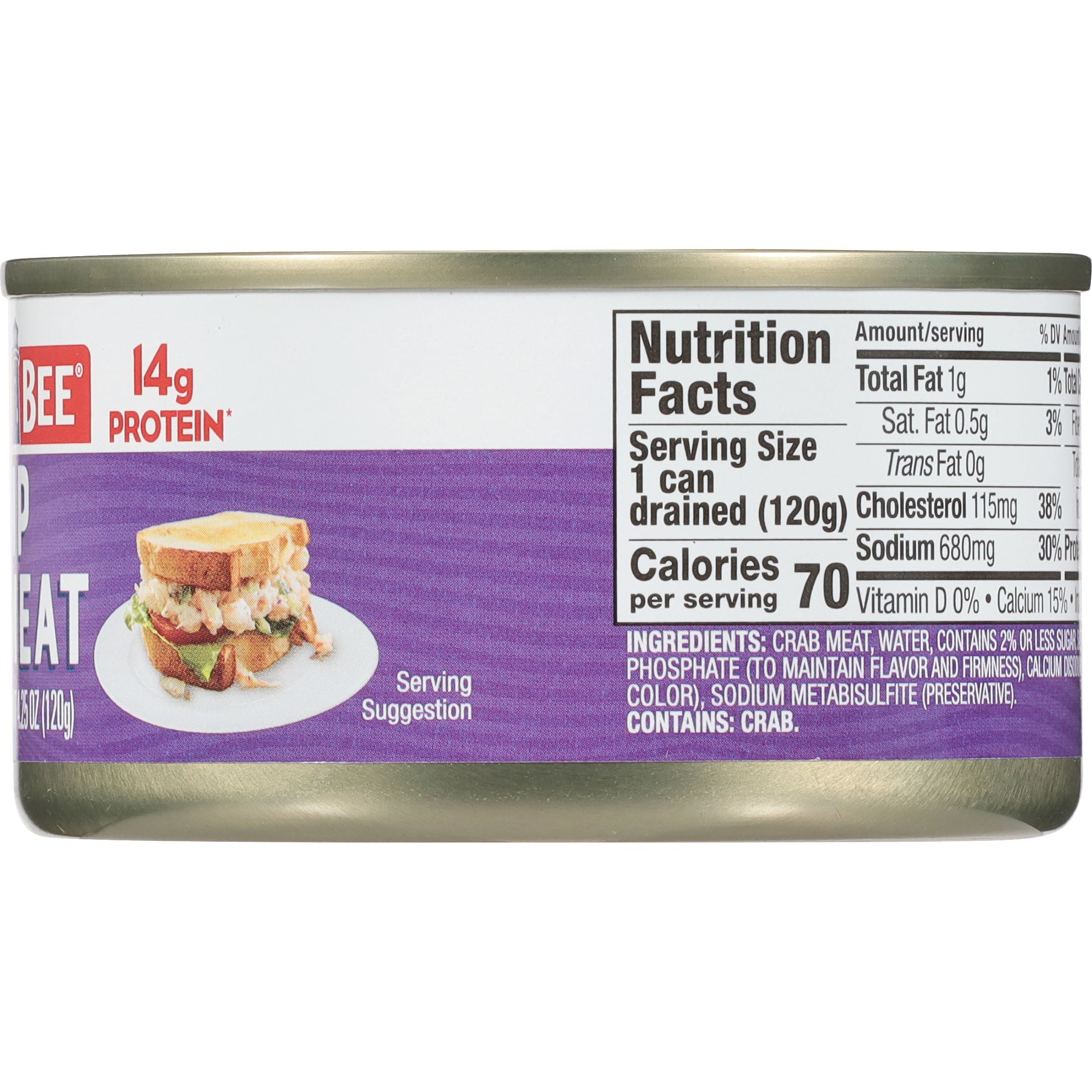(12 pack) Bumble Bee Canned Lump Crabmeat, Wild Caught, 14g Protein per Serving, Shelf Stable Can, 6 oz