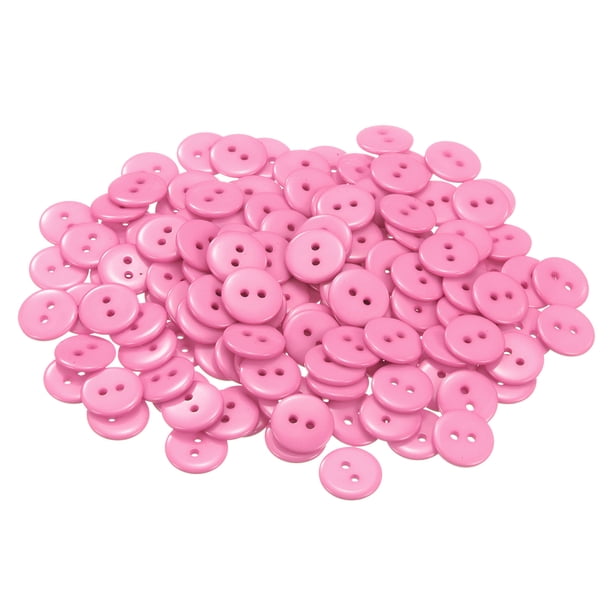 Botón de costura Uxcell de 200 piezas de 5/8" (15mm) con 2 agujeros, botones de resina redondos de repuesto, color rosa