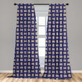 thumbnail image 5 of Ambesonne Cats Curtains, Sleeping Kittens Nighttime, Pair of 28"x63", Earth Yellow Royal Blue, 5 of 5