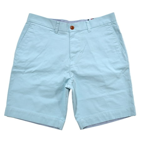 Tommy Hilfiger Mens Flat Front Shorts (38, Light Blue)
