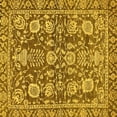 thumbnail image 1 of Ahgly Company Machine Washable Indoor Square Oriental Yellow Traditional Area Rugs, 4' Square, 1 of 4