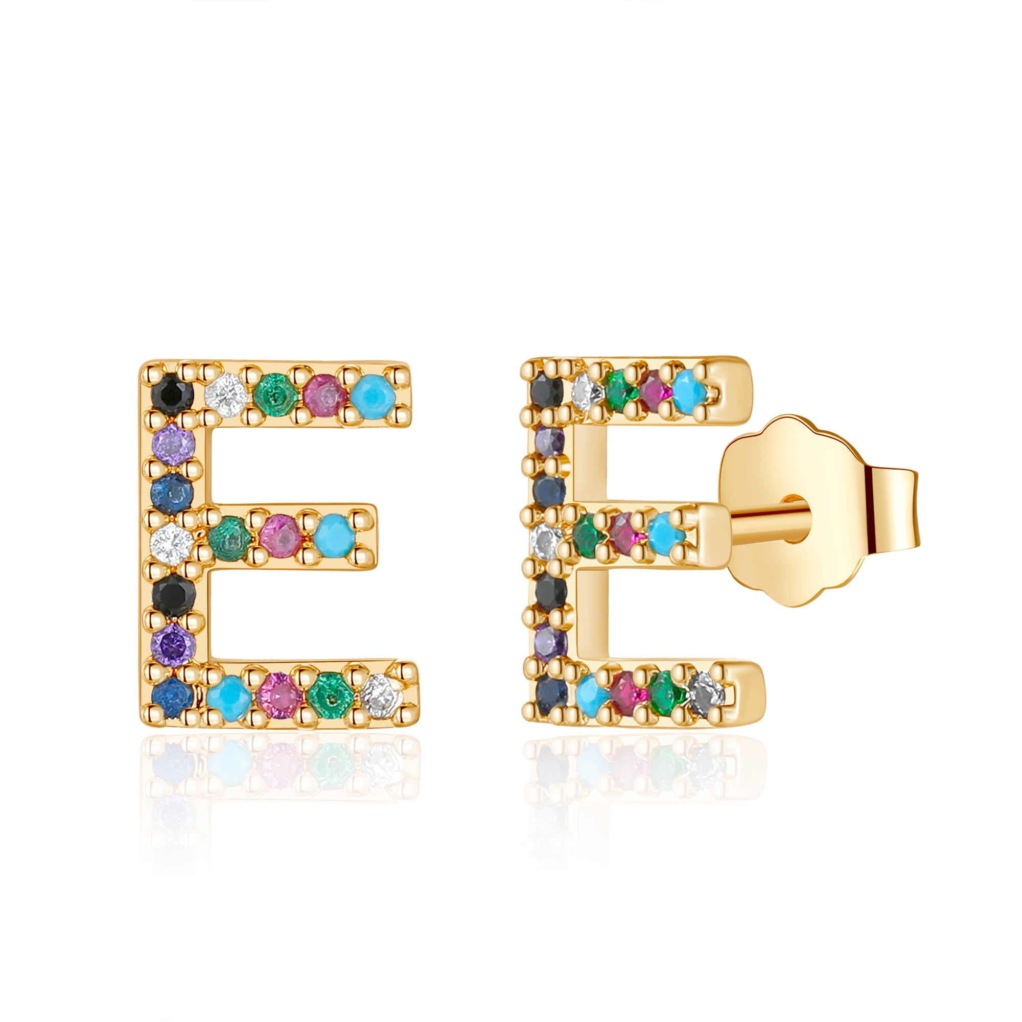 Iefrich Initial Earrings For Girls Kids 925 Sterling Silver Post Gold Plated Stud Earrings Cz Hypoallergenic Earrings For Girls Women Toddler Teen Kids Jewelry Gifts Walmart Com