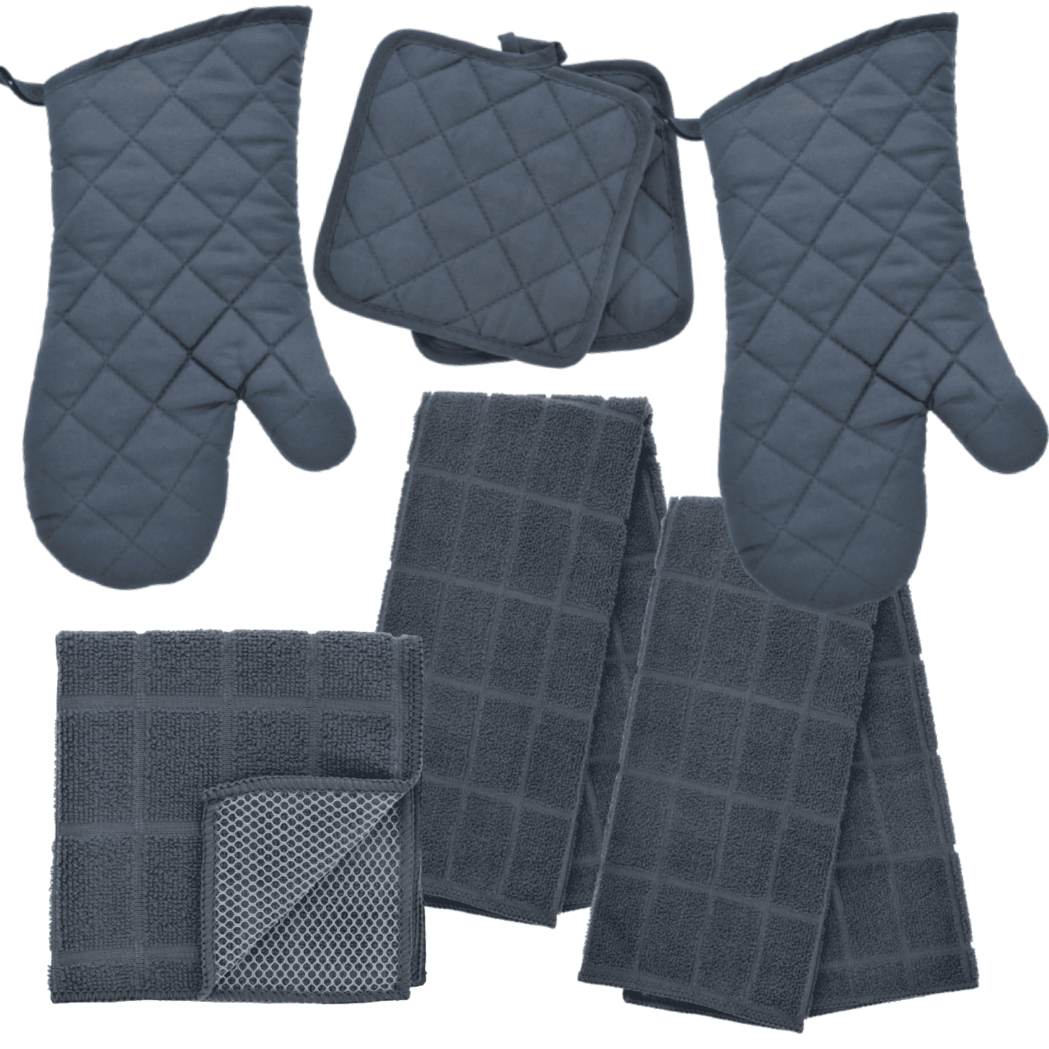 Dish Drying Kitchen Towel Set with 2 Quilted Pot Holders Dish Towel Oven Mitt 