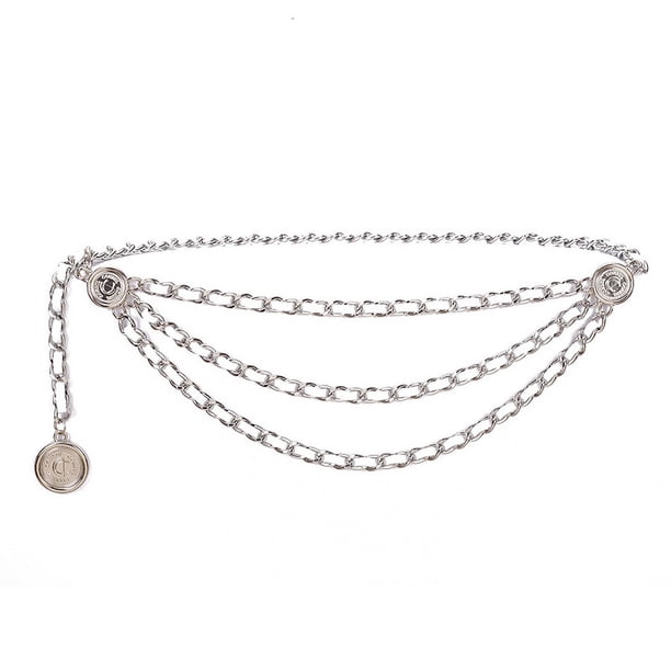 Cadena de borlas de metal, cinturón de cadena de cintura de moda, temperamento de moda, anillo único, colgante vintage, cinturón fino decorativo para mujer