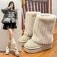 thumbnail image 4 of Botas de nieve de Islandia con costuras de piel de visón sintética y forro polar, botines de cuero cálidos, botas de algodón con suela gruesa para invierno, 4 of 6