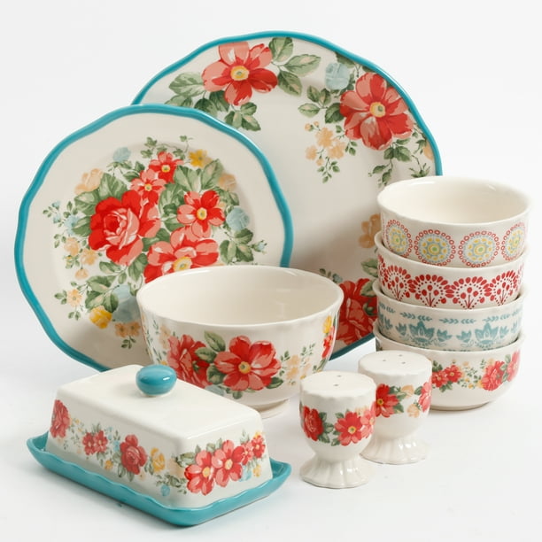 The Pioneer Woman Vintage Floral 12-Piece Dinnerware Set,