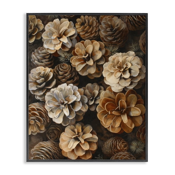 Stupell Industries Farmhouse Pinecone Arrangement Rustic Botanicals Black Framed Giclee Art, 11 x 14, by Creative Studio