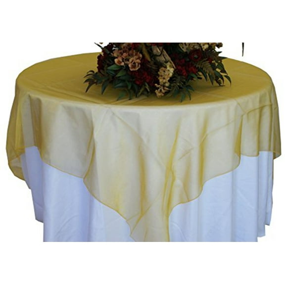 Organza Table Overlay Linen Table Cloth 80" X 80" Square(1 Piece) Gold