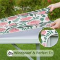 thumbnail image 6 of Square Tablecloth with Elastic Edges 34 * 34 Inch Pioneer Waterproof Hand Drawn Roses Table Cover Washable Indoor and Outdoor for Party Kitchen Dinner Banquet Patio Picnic, 6 of 6