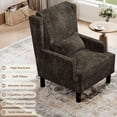 thumbnail image 3 of Aprafie Ergonomic Wingback Chair, 20.7" High Back Accent Chair with Ultra-Thick Cushion, Solid Wood Arms & Legs for Living Room, Bedroom, Reading Nook, Dark Brown, 3 of 7