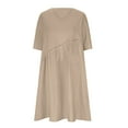 thumbnail image 2 of Robe d'Été pour Femmes avec Manches Mode Décontractée Col en V Manches Courtes Bouton Poche Coton Lin Robe d'Été avec Manches pour Femmes Robe d'Été Courte pour Femmes, 2 of 5