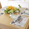 thumbnail image 4 of Ambesonne Pug Place Mats Set of 4, Portrait of a Dog Cartoon, Standard Size, Black Red, 4 of 6