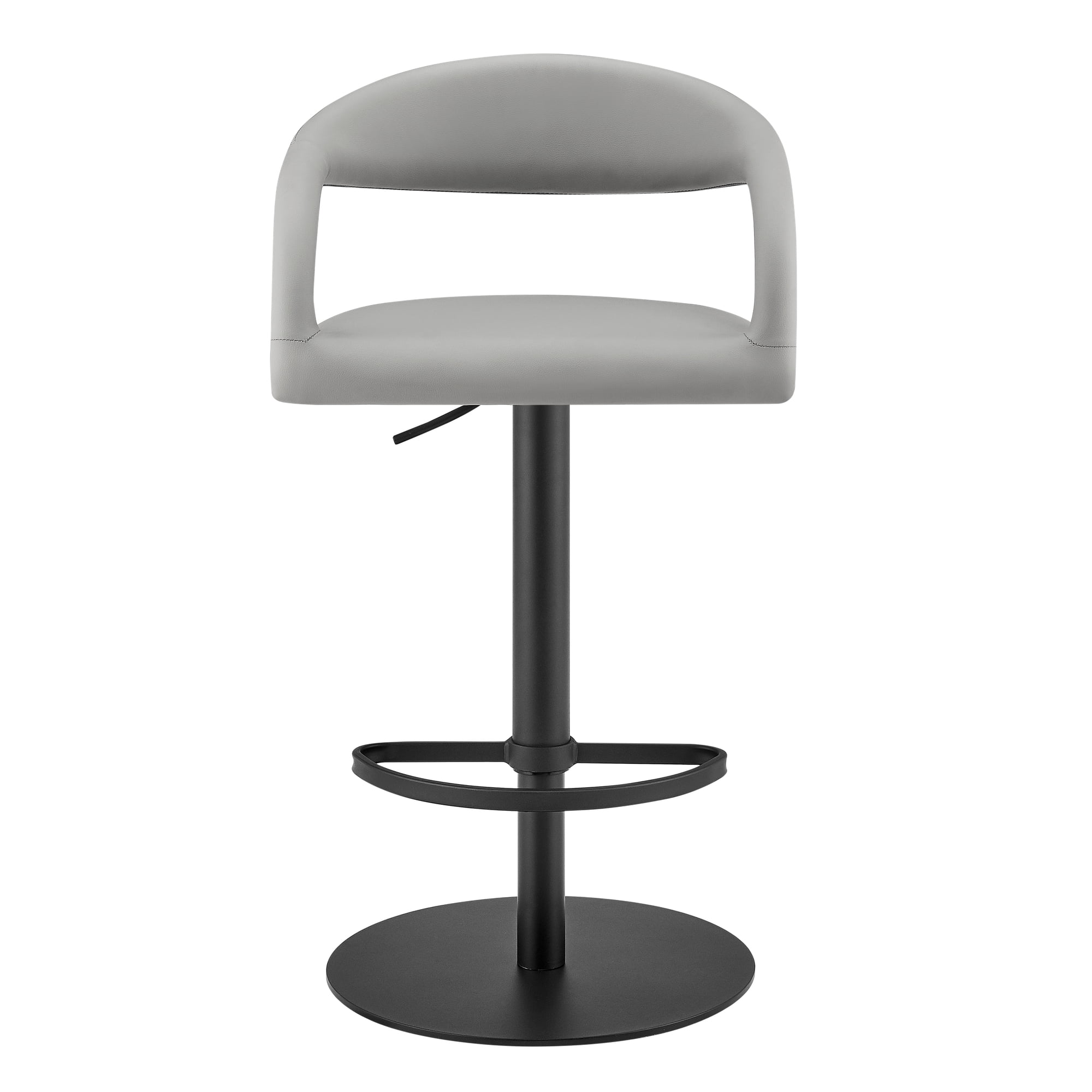 Marlow Modern Contemporary Swivel Metal Adjustable Height Barstool With Faux Leather Seat