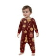 thumbnail image 2 of Onlypjs Family Matching Christmas Pajama Set for Men, Women and Couples – Burgundy and Gold Holiday Print Tops with Red Plaid Pants, 2 of 5