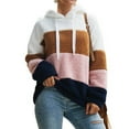 thumbnail image 2 of Fesfesfes Women Hooded Plush Color Contrast Blouse Tops Cotton Long Sleeve Sweatshir Tops Under $10, 2 of 4
