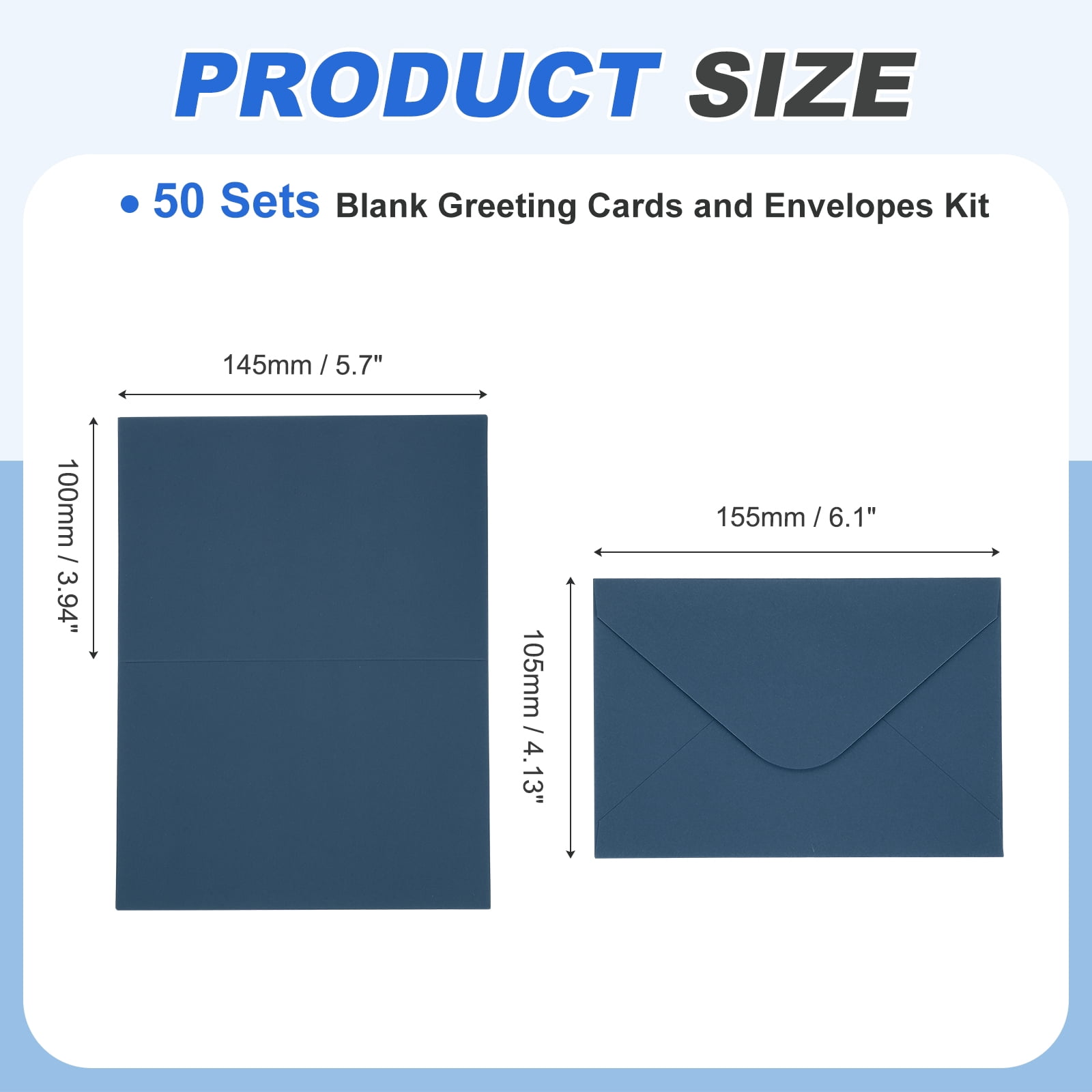 Uxcell 4 x 6" Blank Greeting Cards and Envelopes, 50Sets Half Fold Note Cards and Envelopes 250g Thick Cardstock for DIY Wedding Birthday Party Invitations, Deep Navy Blue