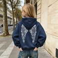 thumbnail image 5 of Rggeeun Baby Girl'S Pullover Hoodie Cute Sequins Wing Graphic Print Thermal Long Sleeve Hooded wth Large Pocket & Drawstring Soft for Autumn Winter Outdoor Elegant Tops,Blue,15-16 Years, 5 of 9