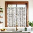 thumbnail image 1 of Small Window Curtains 36 Inch Linen Floral Curtain Set for Kitchen Bathroom Cafe Curtains Light Filtering Window Treatment Farmhouse Cottagecore Back Tab Drapes 2 Panels Blue on Beige, 1 of 8
