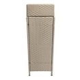 thumbnail image 5 of happimess Keaton Modern 24.13-Gallon All-Weather Wicker/Metal Lidded Hideaway Outdoor Trash Can, Light Pink/White, HPM1203D, 5 of 9
