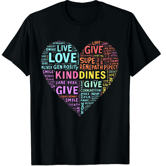 Kindness Cute Be Kind Graphic Tees Inspirational Letter Shirt Teacher Casual Tops Graphic Black T-Shirt for Men and Women