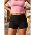 thumbnail image 2 of Shorts ajustados para mujer con bolsillos, elegantes, de color liso y tiro bajo, ideales para el verano, la playa y el uso diario., 2 of 7