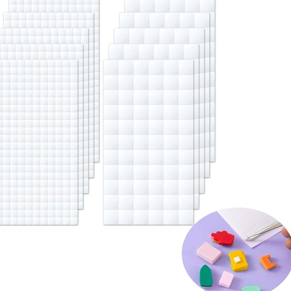 10 Sheets Foam Adhesive Squares Foam Tape, GIXUSIL 1650 Pcs Total Double Sided Self Adhesive Precut Small/Large Squares Strips for DIY Arts and Crafts, 2 Size-0.47in/12mm/0.24in/6mm