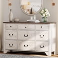 thumbnail image 6 of 3Pcs Farmhouse Bedroom Set,White Wood Nightstand Set Of 2 With Charging Station And 9-Drawer Dresser For Bedroom , Living Room, Hallway,Dining Room, 6 of 8