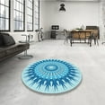 thumbnail image 4 of Ahgly Company Machine Washable Indoor Square Transitional DodgerBlue Area Rugs, 8' Square, 4 of 7