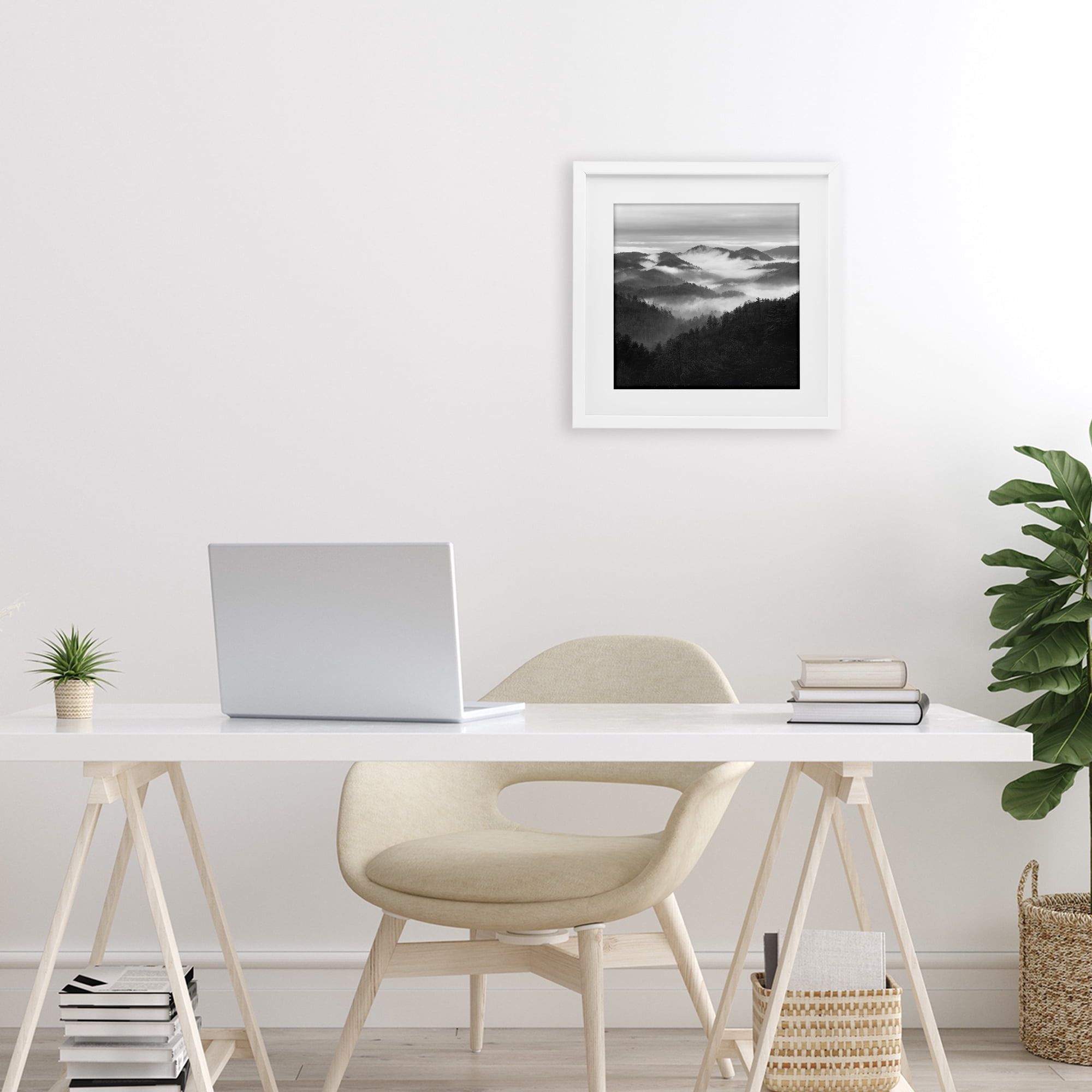 Stupell Industries Smoky Mountains Forest White Framed Print Under Glass, design by Nicholas Bell