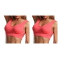 thumbnail image 4 of Qarigey Sujetador deportivo para mujer, entrenamiento inalámbrico, gimnasio, correr, trotar, dormir, Tops acolchados sin costuras, chaleco, Rojo 2Conjunto, 4 of 6